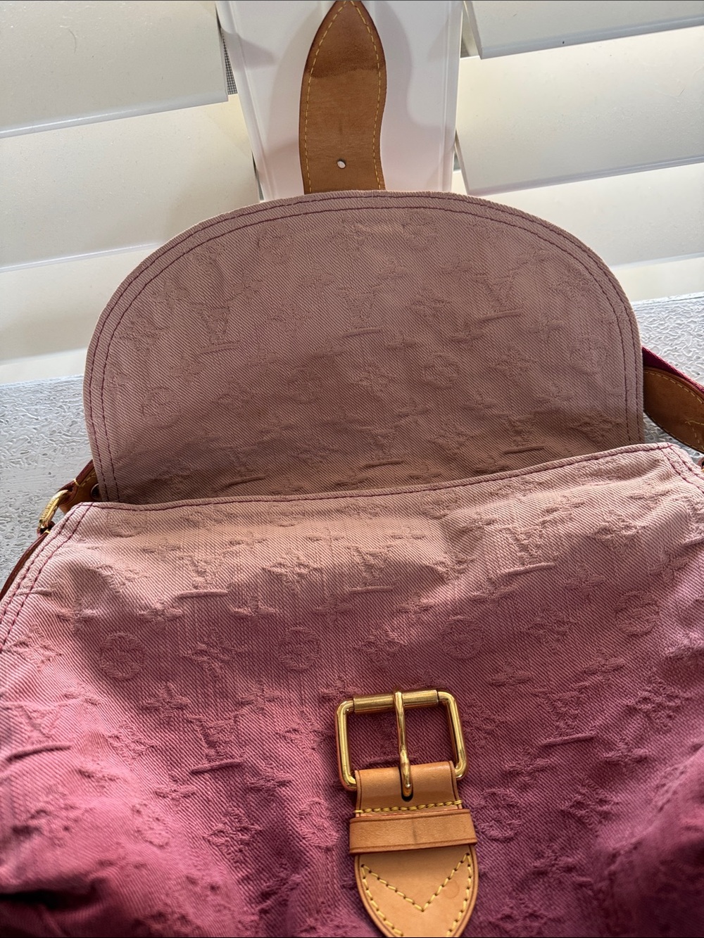 Louis Vuitton Sunray Pink Ombre Denim Shoulder Bag with Gold Buckle - Picture 8 of 15